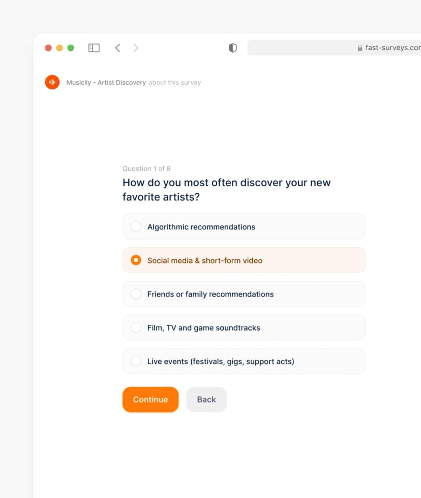 Beautiful, high-converting survey design example optimized for better completion rates