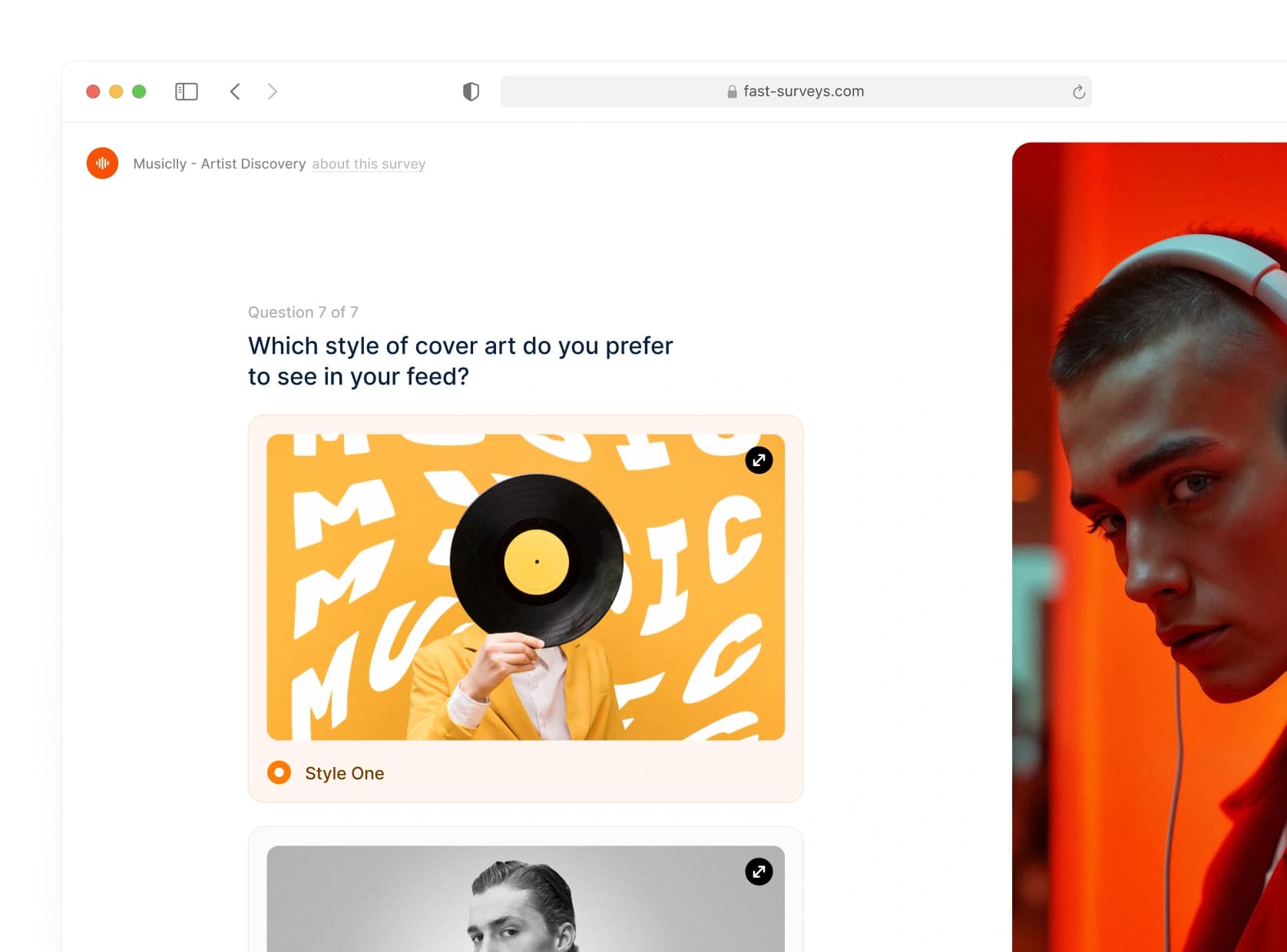 Preview of image selection options within a survey