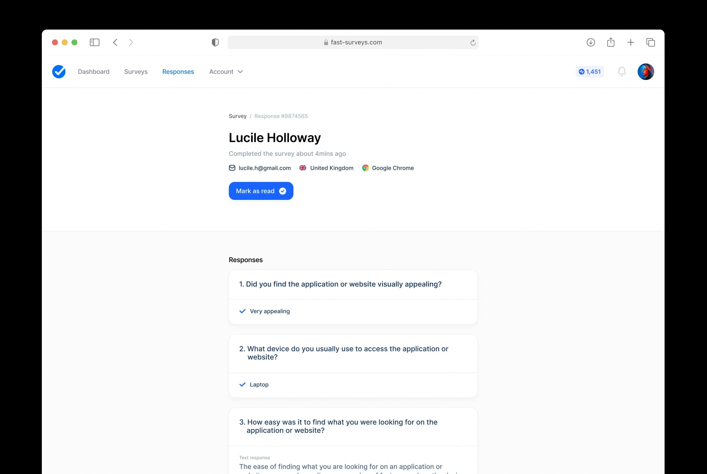 Comprehensive response analysis dashboard showing audience insights
